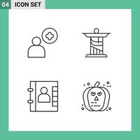 uppsättning av 4 modern ui ikoner symboler tecken för Lägg till telefon Jesus landmärke halloween redigerbar vektor design element