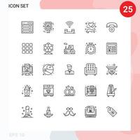 Gruppe von 25 modernen Linien, die für Herzgesten-Verkaufshinweise eingestellt sind, schützen editierbare Vektordesign-Elemente vektor