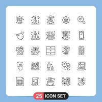 25 Benutzeroberflächen-Linienpaket mit modernen Zeichen und Symbolen von Find Islam Bulb Masjid Moschee editierbare Vektordesign-Elemente vektor