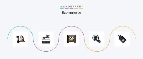 E-Commerce-Linie gefüllt Flat 5 Icon Pack inklusive Preis. E-Commerce. E-Commerce. Einkaufen. Geschenk vektor