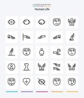 kreatives menschliches 25-Gliederungs-Icon-Paket wie Körper. Emotion. Pflege. verärgert. Hand vektor