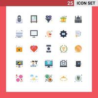 Stock Vector Icon Pack mit 25 Zeilenzeichen und Symbolen für Moscheegebäude Trichter Geschenkbox vorhanden editierbare Vektordesign-Elemente