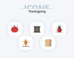 Thanksgiving Flat Icon Pack 5 Icon Design. das Erntedankfest. Lampe. Laib. Feuer. Ernte vektor