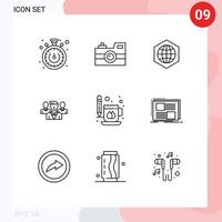 9 kreativ ikoner modern tecken och symboler av kopp gäng jord vänzon personal redigerbar vektor design element