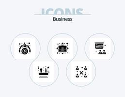 Business-Glyphen-Icon-Pack 5 Icon-Design. Planke. Präsentation. Herstellung. Konferenz. Gelegenheit vektor