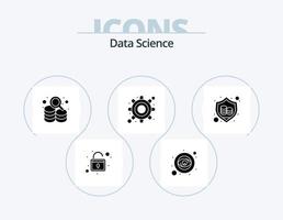 data vetenskap glyf ikon packa 5 ikon design. säkra. skydda. kör. data. redskap vektor