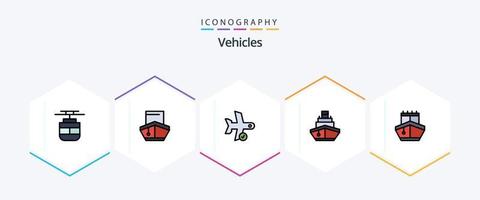Fahrzeuge 25 gefüllte Symbolpakete einschließlich Transport. gefüllt. Fahrzeuge. Kreuzfahrt. Transport vektor