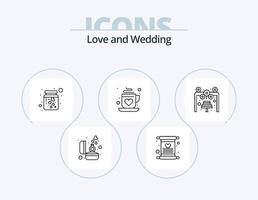 bröllop linje ikon packa 5 ikon design. video. dekoration. kön. bröllop. kaka vektor