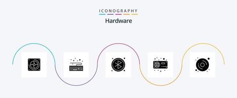 Hardware Glyph 5 Icon Pack inklusive Hardware. Rechner. Kreis. vga. Hardware- vektor