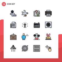 Stock Vector Icon Pack mit 16 Zeilen Zeichen und Symbolen für Drucker Gadget Transportgeräte Überwachung editierbare kreative Vektordesign-Elemente