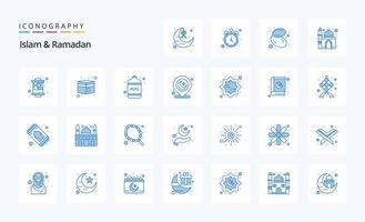 25 islam und ramadan blue icon pack vektor