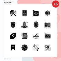 satz von 16 modernen ui-symbolen symbole zeichen für kerzenlinienblätter wolkenblätter netzwerk editierbare vektordesignelemente vektor