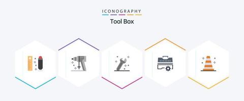 Tools 25 Flat Icon Pack inklusive vlc. Konstruktion. Konstruktion. Werkzeug. einstellen vektor