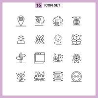 16 universelle Gliederungszeichen Symbole für die Auswahl von Bleistiftdateien Bildung Globus Computing editierbare Vektordesign-Elemente vektor