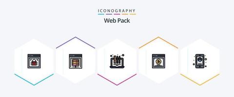 Web Pack 25 Filledline Icon Pack inklusive Split-Tests. vergleichen. Datenspeicher. testen. Laptop vektor