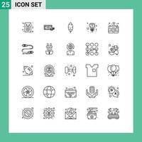 uppsättning av 25 modern ui ikoner symboler tecken för wiFi kamera företag tulpan blomma redigerbar vektor design element