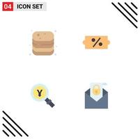 grupp av 4 platt ikoner tecken och symboler för nötkött japan mat pris Sök redigerbar vektor design element