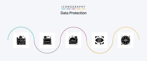 Datenschutz Glyphe 5 Icon Pack inklusive Daten. Privatsphäre. Schutz. gdpr. Privat vektor