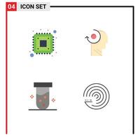 Stock Vector Icon Pack mit 4 Zeilenzeichen und Symbolen für die Speicherung Ihrer biochemischen editierbaren Vektordesign-Elemente im Computerlabor