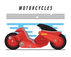 rotes futuristisches Motorrad und Schriftzug vektor