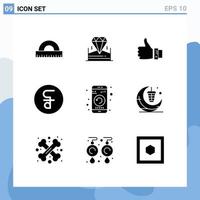 9 kreative Symbole moderne Zeichen und Symbole von Geldmünzen wie Reil-Lösung editierbare Vektordesign-Elemente vektor