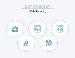 Web Security Blue Icon Pack 5 Icon-Design. . Feuer. Schutz. Datei. Text vektor