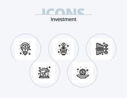 investering linje ikon packa 5 ikon design. investering. eko. investering. pengar. mynt vektor