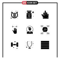9 kreativ ikoner modern tecken och symboler av klient användare hand zoom ut vänster redigerbar vektor design element
