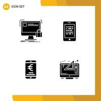 modern uppsättning av 4 fast glyfer pictograph av skydda elearning säkerhet läsa betalning redigerbar vektor design element