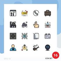 redigerbar vektor linje packa av 16 enkel platt Färg fylld rader av masjid planera Tal projekt telefon redigerbar kreativ vektor design element