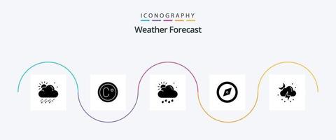väder glyf 5 ikon packa Inklusive . måne. väder. väder. gps vektor