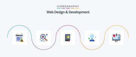 webb design och utveckling platt 5 ikon packa Inklusive webb. design. bokmärken. innovation. kreativitet vektor