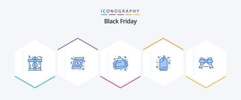 Black Friday 25 Blue Icon Pack inklusive Freitag. Verkaufsetikett. Zeichen. Verkauf. schwarzer Freitag vektor