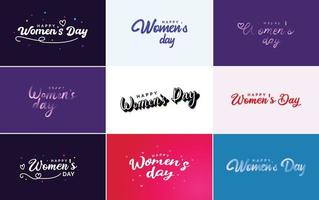 Happy Women's Day Typografie-Design mit einem Pastellfarbschema und einer geometrischen Formvektorillustration vektor