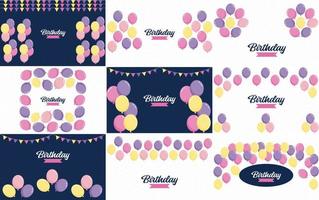 färgrik glänsande glad födelsedag ballonger baner bakgrund vektor illustration i eps10 formatera