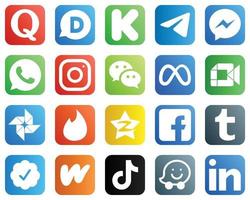 20 hochwertige Social-Media-Icons wie meta. wechat. Messenger- und Instagram-Symbole. Hochauflösend und vielseitig vektor