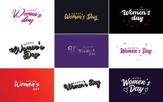uppsättning av Lycklig internationell kvinnas dag tecken och emblem vektor design element. tecken. etiketter. och märken samling