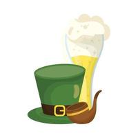 Saint Patrick's Day Bier, Hut und Pfeife Vektor-Design vektor