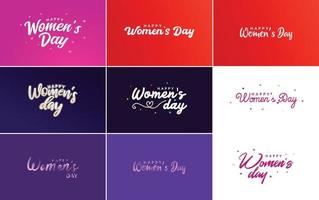 abstraktes Happy Women's Day Logo mit einem Liebesvektordesign in Pink. rot. und schwarze Farben vektor