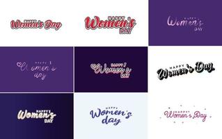Kartenset mit Logo zum internationalen Frauentag und einem hellen farbenfrohe Gestaltung vektor