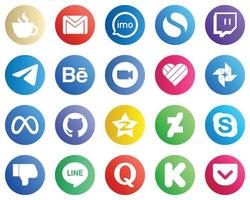 20 social media ikoner för Allt din behov sådan som video. behance. video och telegram ikoner. elegant och unik vektor