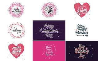 Happy Valentinstag Hand Schriftzug Kalligraphie Text und Herz. isoliert auf weißem Hintergrund Vektor-Illustration vektor