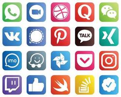 20 elegante Social-Media-Ikonen wie imo. kakao sprechen. wechat. Pinterest- und Messenger-Symbole. vollständig anpassbar und von hoher Qualität vektor