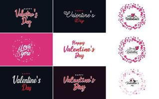 Fröhliche Valentinstag-Grußkartenvorlage mit einem niedlichen Tierthema und einem rosa Farbschema vektor