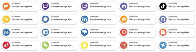 anpassningsbar social media Följ mig ikoner 20 packa sådan som professionell. douyin. budbärare och svärm ikoner. elegant och hög upplösning vektor