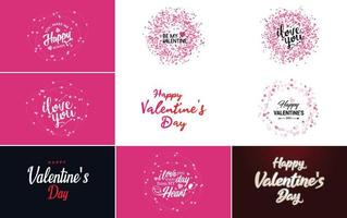 Lycklig hjärtans dag hälsning kort mall med en söt djur- tema och en rosa Färg schema vektor
