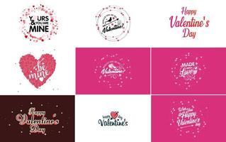 Lycklig hjärtans dag hälsning kort mall med en blommig tema och en rosa Färg schema vektor