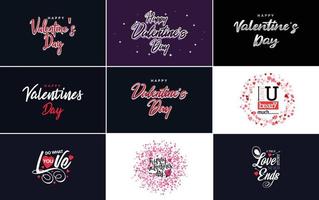 fröhliches typografieplakat zum valentinstag mit handgeschriebenem kalligrafietext. isoliert auf weißem Hintergrund Vektor-Illustration vektor