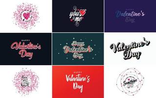 fröhliches typografieplakat zum valentinstag mit handgeschriebenem kalligrafietext. isoliert auf weißem Hintergrund Vektor-Illustration vektor