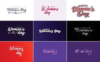 abstraktes Happy Women's Day Logo mit einem Liebesvektordesign in Pink. rot. und schwarze Farben vektor